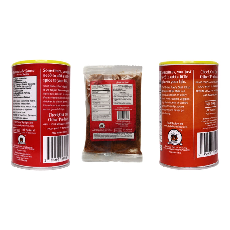 Bailey Rae's Cajun, Barbecue, & Taco Seasoning Variety Pack of 3