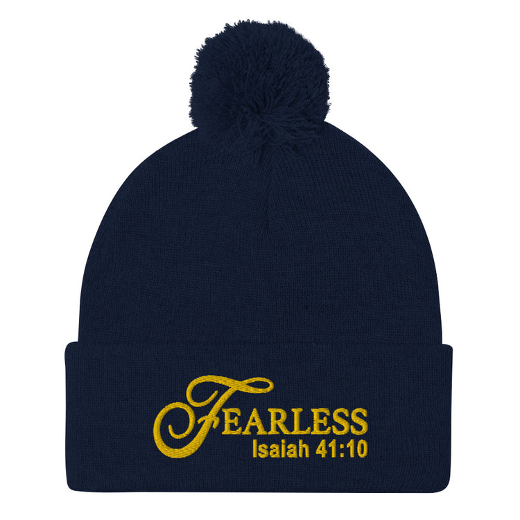 Fearless Pom-Pom Beanie with Scripture