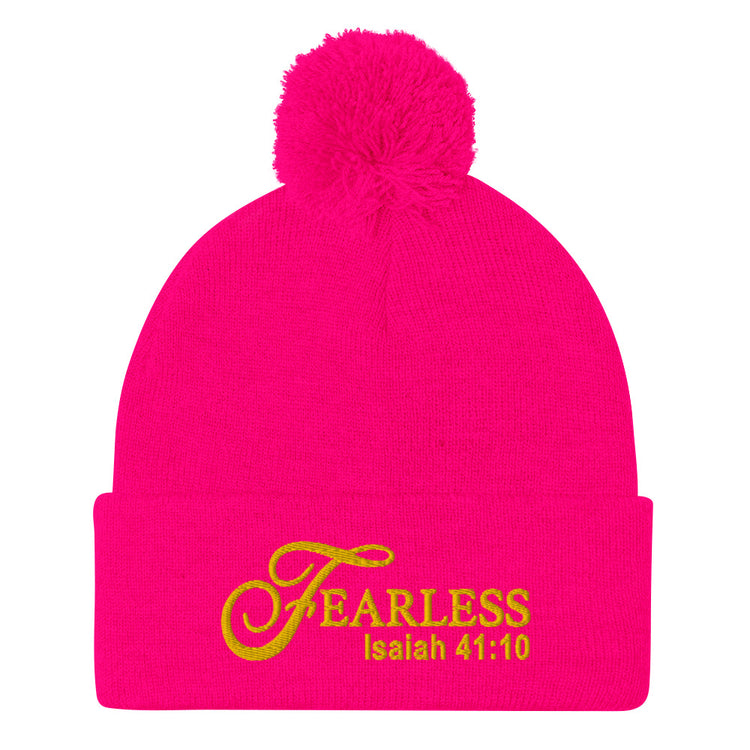 Fearless Pom-Pom Beanie with Scripture