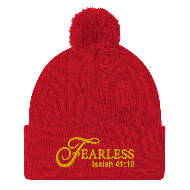 Fearless Pom-Pom Beanie with Scripture