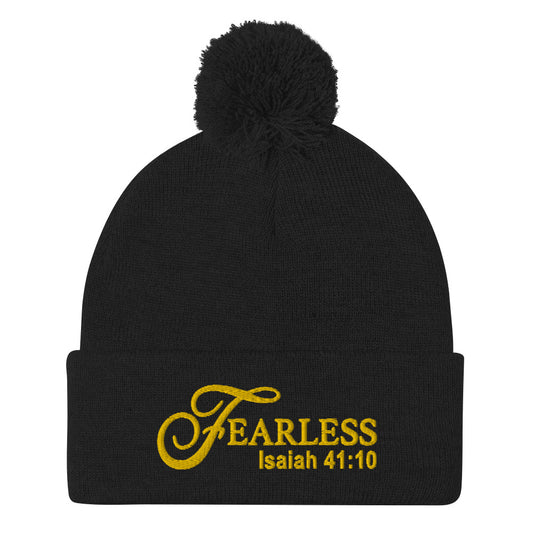 Fearless Pom-Pom Beanie with Scripture